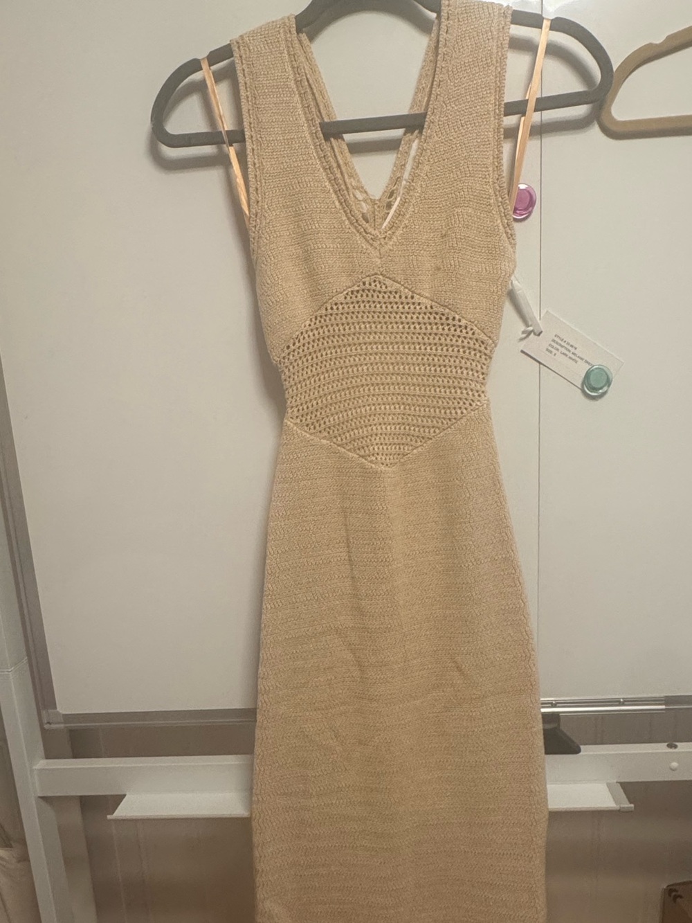 Beige Knit V-Neck Maxi Dress - Women